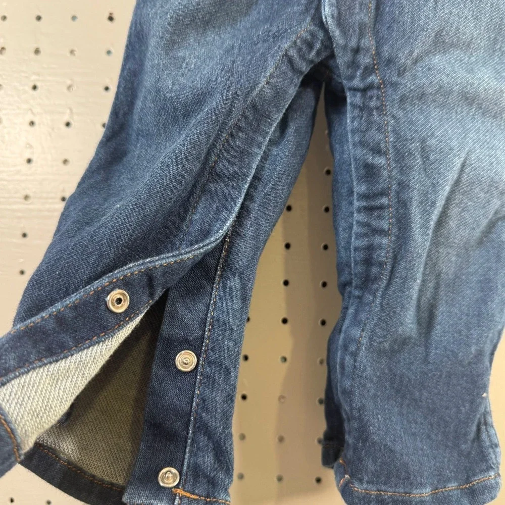 BabyGAP 1969 One-Piece Kids Blue Denim Stretch Long Sleeve Romper - 12-18 Months